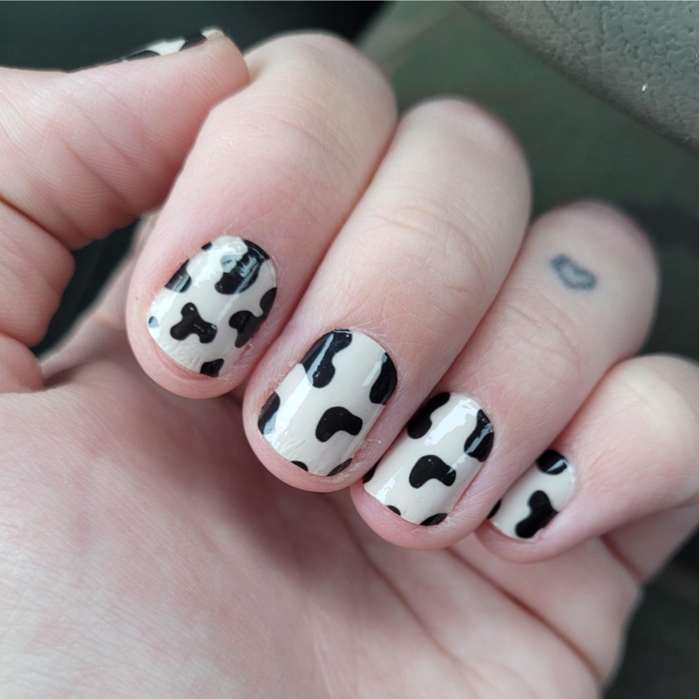 *Retired* Color Street: In a MOO-d | Cow Print Animal Black Clear Overlay Spots - Picture 6 of 13